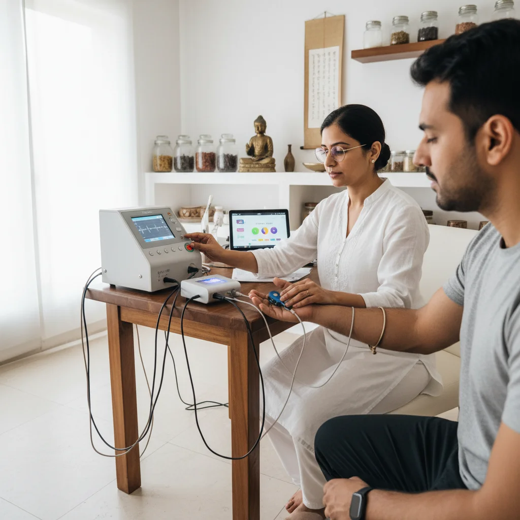 Indian Ayurvedic diagnostic session