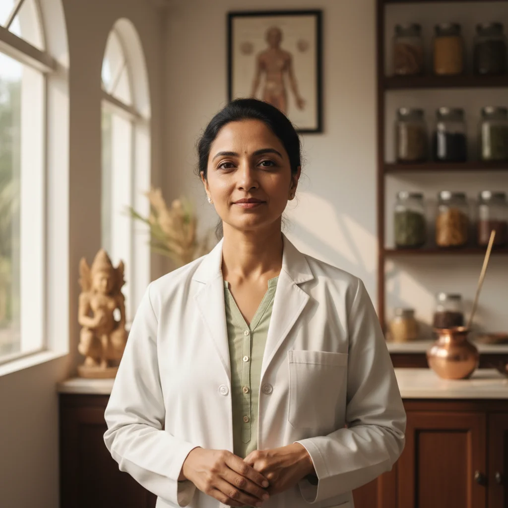 Indian Ayurvedic doctor consulting