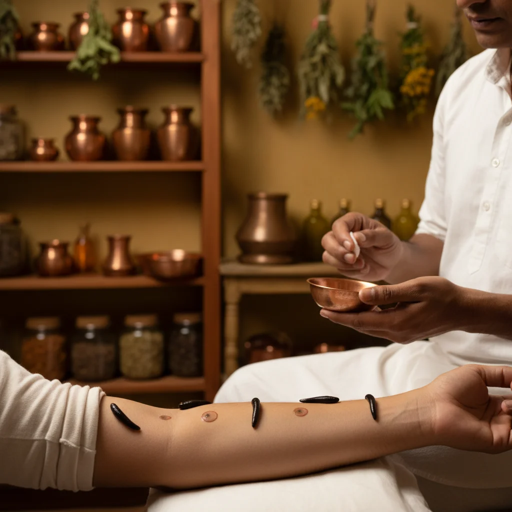 Raktamokshana blood purification therapy using medicinal leeches in sterile environment